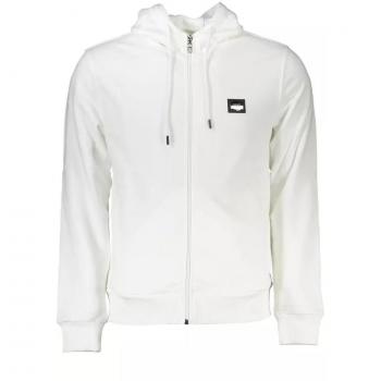 Cavalli Class White Cotton Hooded Sweatshirt - M, Zip-throughs, male, Elegant with Embroidery