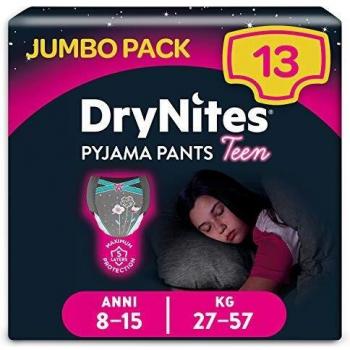 Huggies Drynites para Niña de 8-15 años (27-57 kg) - Braguitas Nocturnas Absorbentes, Paquete de 13 unidades