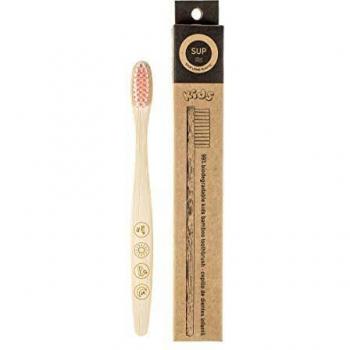 SUP Cepillo De Dientes De Bambú Orgánico Para Niños | Vegano Y Ecológico, Mango De Bambú Mao 00% Biodegradable, Anti Bacterias, Resistente Al Agua, Cerdas Suaves, Libre Bpa, Rosa