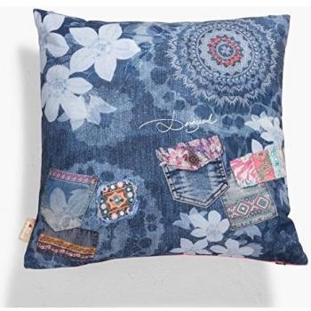 Desigual CUSHION _ Exotic Jeans 45 * 45 cojín cuadrado fibra sintética azul 45 x 45 cm