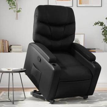 Silla de elevación reclinable de cuero artificial negro Vidaxl