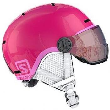 Salomon Grom Casco de esquí y Snowboard con Visor para niños, Carcasa In-Mould + Interior Espuma EPS, Circunferencia: 53-56 cm, Unisex, Rosa