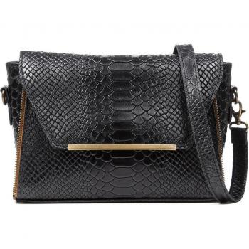 Bolso bandolera Mariola de piel auténtica con grabado de serpiente, Made in Italy