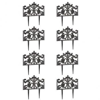 Pack de 8 Borduras Decorativas para Jardín, Hierro Fundido, Color Bronce, Medidas 37 x 36 x 2 cm
