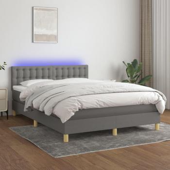 Colchón box spring suave con luces LED en tela gris oscuro 140x190 cm