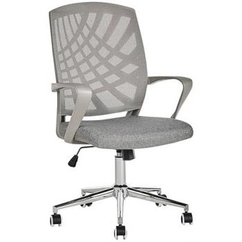 Silla de oficina giratoria moderna Bonny de poliéster gris con altura ajustable y respaldo reclinable