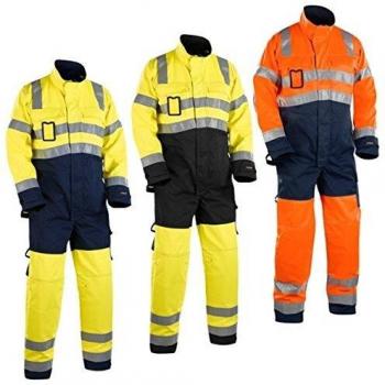 Mono de trabajo de alta visibilidad naranja fluorescente/azul marino, talla 46