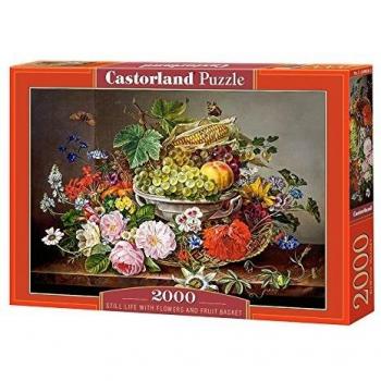 Castorland- Still Life with Flowers and Fruit Basket - Puzzle (2000 Piezas), Color carbón (C-200658-2