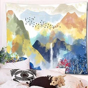 SINERT tapizTapiz de montaña de Paisaje Mural de Pared Tapiz de decoración de Sala de Estar