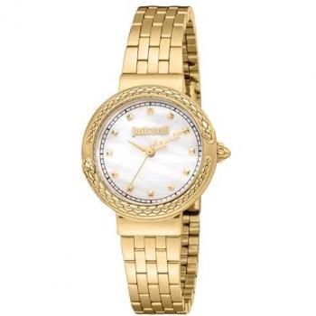 Just Cavalli Women's Analog Quartz Watch - JC1L311M0025, Yellow Gold Bracelet, Antique White Mother of Pearl Dial