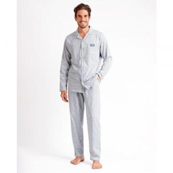 Pijama de hombre gris con diseño de punto y manga larga