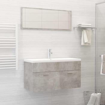 Set de muebles de baño 2 piezas madera contrachapada gris hormigón