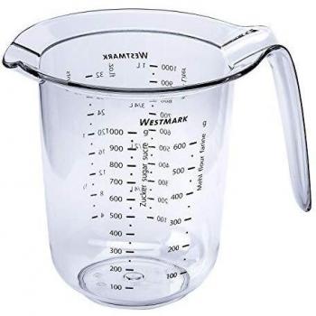 Westmark Jarra medidora, Escalas de medición multilingües y varias unidades de medida, Volumen de llenado: 1 l, Plástico, Transparente, 30652270