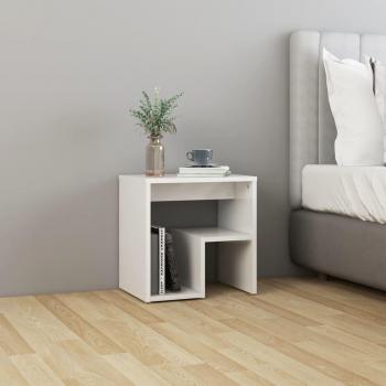 Mesita de noche aglomerado blanco brillante 40x30x40 cm, madera contrachapada, diseño moderno, disponible en blanco y negro