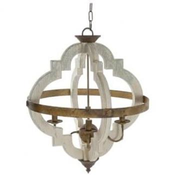Lámpara de Techo Home ESPRIT Blanco Bronce Hierro Abeto 40 W 63 x 63 x 74 cm