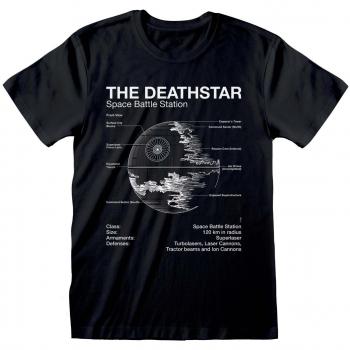Camiseta unisex negra de Star Wars - Death Star Sketch - Tamaño S