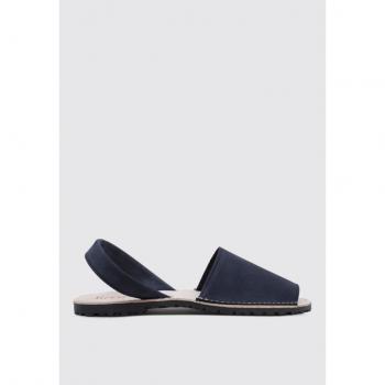 Sandalia plana de mujer Limma Marea en color azul, fabricada en cuero, con tacón plano