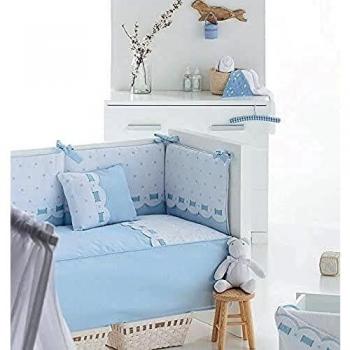 Bimbi Class - Edredón, 72 x 142 cm, color blanco y azul