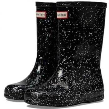 Hunter Kids' Original Giant Glitter Black Wellington Boots - Size UK 7 Infant
