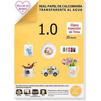 TransOurDream Real - Papel calcas de inyección de tinta Fácil de usar.Papel Calcomanía transparente al Agua