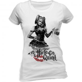 CID Batman Arkham Knight-Harley Quinn, Camiseta para Mujer, Blanco