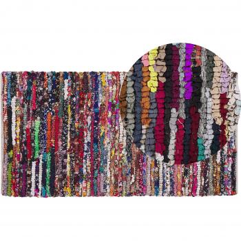 Alfombra Multicolor Hecha a Mano de Algodón y Poliéster 80 x 150 cm Estilo Boho Oriental