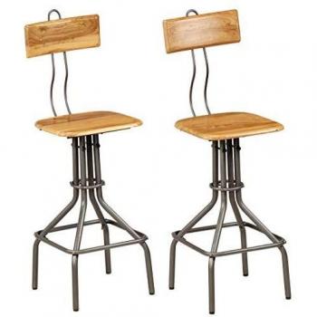 vidaXL Teca 2X Sillas Bar Madera Teca Maciza Reciclada 41x51x102cm Mobiliario