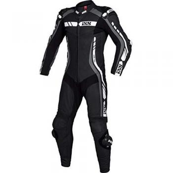 iXS Mono de cuero RS-800 Negro-Gris-Blanco, traje de cuero de una pieza para motocicleta, color negro, gris y blanco