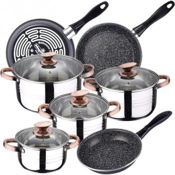 Batería de cocina 8 piezas San Ignacio Nona con juego de sartenes MAGEFESA K2 Gransasso en acero esmaltado