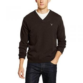 GANT Extra Fine Lambswool V-Neck, Suéter para Hombre, Braun