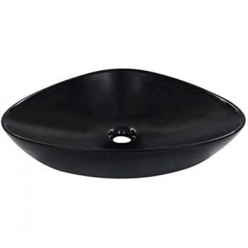 vidaXL Lavabo Cerámica 58,5x39x14 cm Negro Lavamanos Sanitario Baño Servicio
