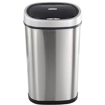Helpmation Basura Automatica de Acero 40L para La Cocina con Sensor párr su Apertura, Cromo Mate y Negro, 40 l