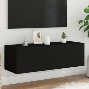 Mueble de TV de pared con luces LED negro 100x35x31 cm vidaXL