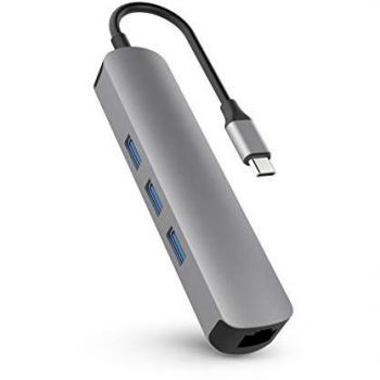 HyperDrive 6-in-1 USB-C Hub for Mac, PC, Android, USB-C Devices - 4K/30Hz HDMI, Gigabit Ethernet, 3 x USB-A, USB-C Power Delivery - Space Gray