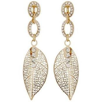 Pendientes de clip - chapado en oro de hoja con cristales transparentes - Ava por Bello London