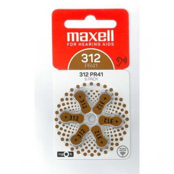 Baterías para audífonos Maxell PR41-312 (6 unidades) ZINK AIR