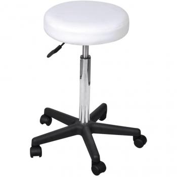White Faux Leather Office Stool