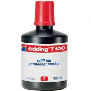 edding T 100 tinta de recarga para marcador permanente - rojo - 100 ml - con sistema de dosificador por goteo para una recarga rápida de casi cualquier marcador de permanentes