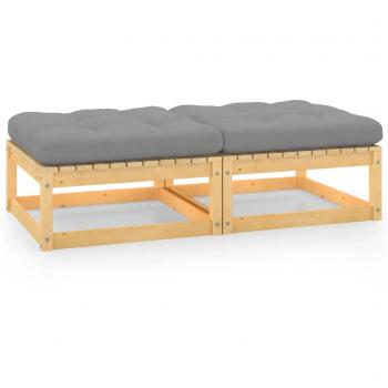 Garden Footstools with Cushions 2 pcs Solid Pine Wood