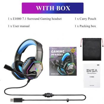 Auriculares Gaming EKSA E1000 con Micrófono, Cancelación de Ruido, Luz RGB, Sonido Envolvente 7.1, Con Cable para PS4 y PC