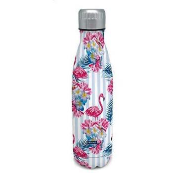 NERTHUS FIH 512 Termo Doble Pared para frios y Calientes Diseño Flamencos de Acero Inoxidable 500 ml Libre de BPA, 18/8