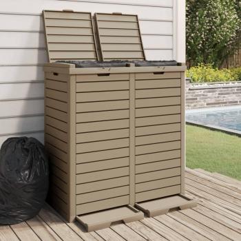Cubo de basura exterior marrón claro 78x41x86 cm Polipropileno