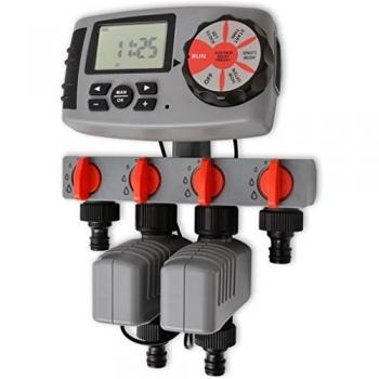vidaXL Temporizador de Riego Automático con 4 Estaciones 3V Ajustable 24/48/72 h