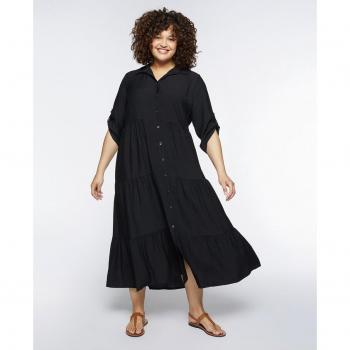 Vestido Largo Camisero con Volantes