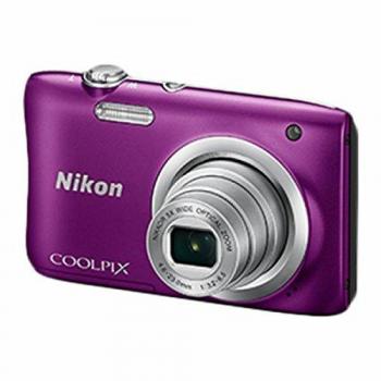 Cámara Digital Nikon COOLPIX A100, 20.1MP, Sensor CCD, Zoom 5x, Color Púrpura con Palo Selfie y Estuche Incluido