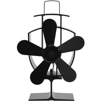 Ventilador de estufa accionado por calor 5 aspas negro