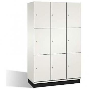 Armario de compartimentos bajo llave Cambio C+P, 3 departamentos, color blanco, puertas HPL, ancho 1200 mm