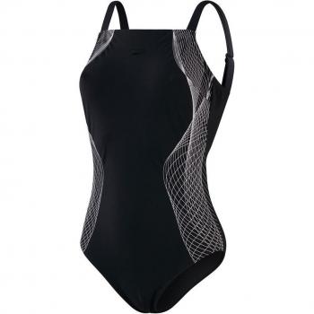 Bañador de mujer de natación Speedo CrystalLux Printed Shaping 1PC Negro (Tamaño 32)