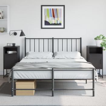 vidaXL Bedside Cabinets 2 pcs Black 36x39x78 cm Steel