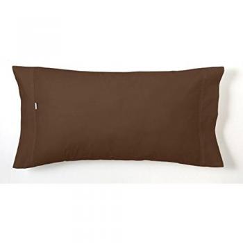 ESTELA - Funda de Almohada Combi Liso Cala Color Café - 1 Pieza de 45x110 cm - 100% Algodón - 144 Hilos